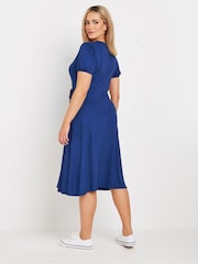 M&Co Blue Ditsy Wrap Dress - Image 3 of 4