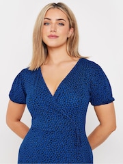 M&Co Blue Ditsy Wrap Dress - Image 4 of 4