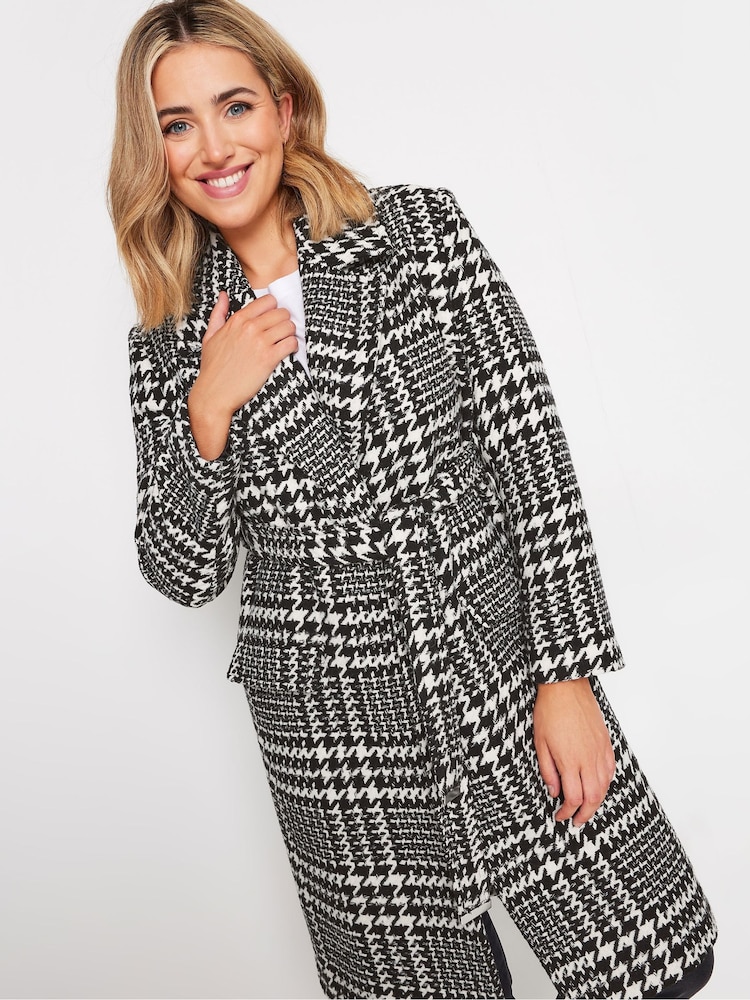 M&Co Black Dogtooth Wrap Coat - Image 1 of 5
