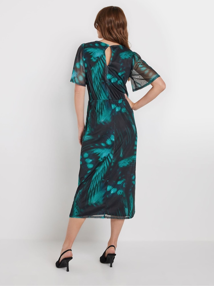 M&Co Blue Angel Sleeve Butterfly Mesh Dress - Image 3 of 5