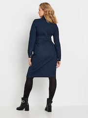 M&Co Blue Zip Through Denim Dress - Image 3 of 5
