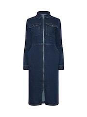 M&Co Blue Zip Through Denim Dress - Image 5 of 5