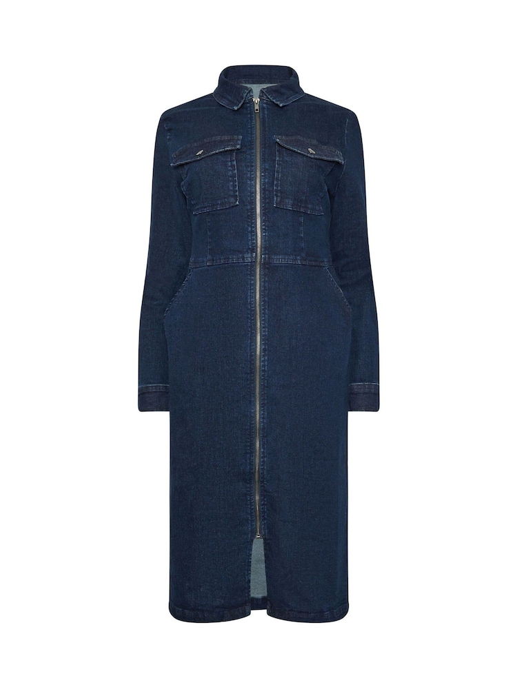 M&Co Blue Zip Through Denim Dress - Image 5 of 5