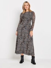 M&Co Natural Animal Print Mesh Long Sleeve Dress - Image 2 of 5