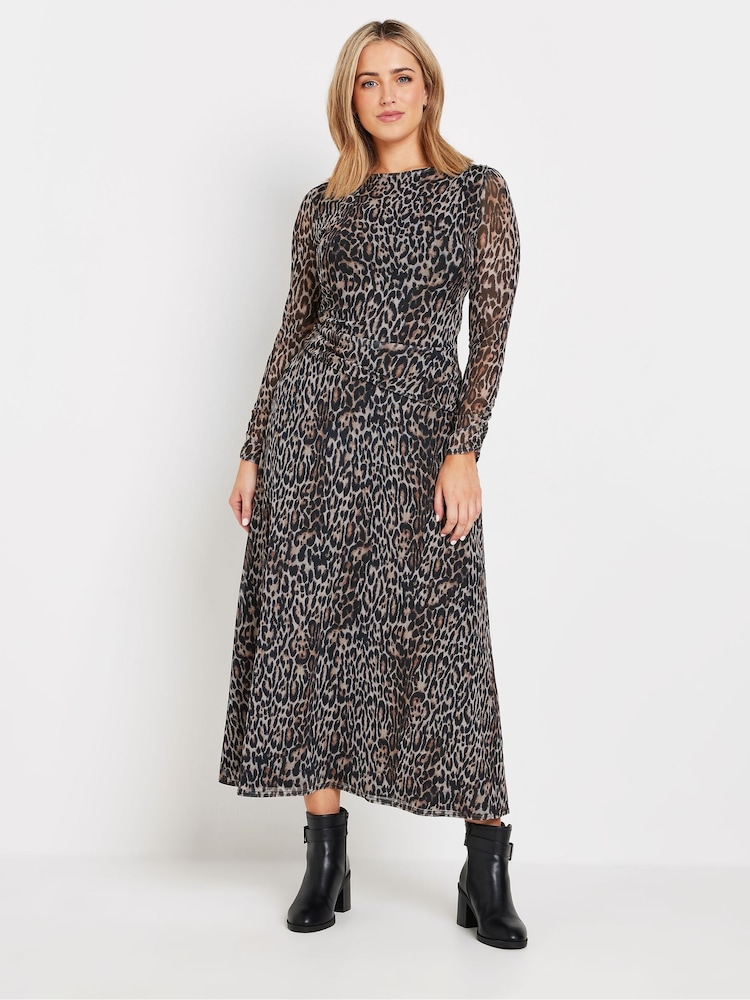 M&Co Natural Animal Print Mesh Long Sleeve Dress - Image 2 of 5