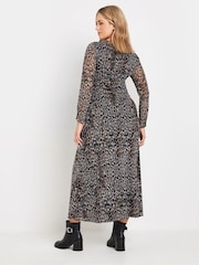 M&Co Natural Animal Print Mesh Long Sleeve Dress - Image 3 of 5