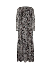 M&Co Natural Animal Print Mesh Long Sleeve Dress - Image 5 of 5