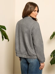 M&Co Grey Suede Bomber Jacket - Image 3 of 5