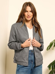 M&Co Grey Suede Bomber Jacket - Image 4 of 5