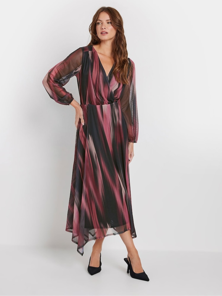 M&Co Blurred Print Wrap Mesh Dress - Bild 2 von 5 M&Co Blurred Print Wrap Mesh Dress - Bild 2 von 5
