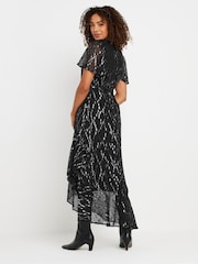 M&Co Black Metalic Ruffle Wrap Dress - Image 3 of 5