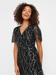 M&Co Black Metalic Ruffle Wrap Dress - Image 4 of 5