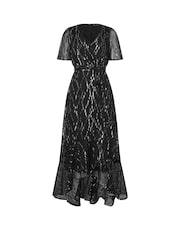 M&Co Black Metalic Ruffle Wrap Dress - Image 5 of 5
