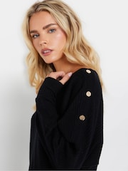 M&Co Black Petite Ribbed Button Detail Jumper - Image 4 of 6