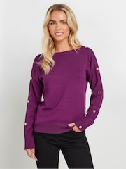 M&Co Purple Petite Popper Detail Jumper - Image 1 of 5