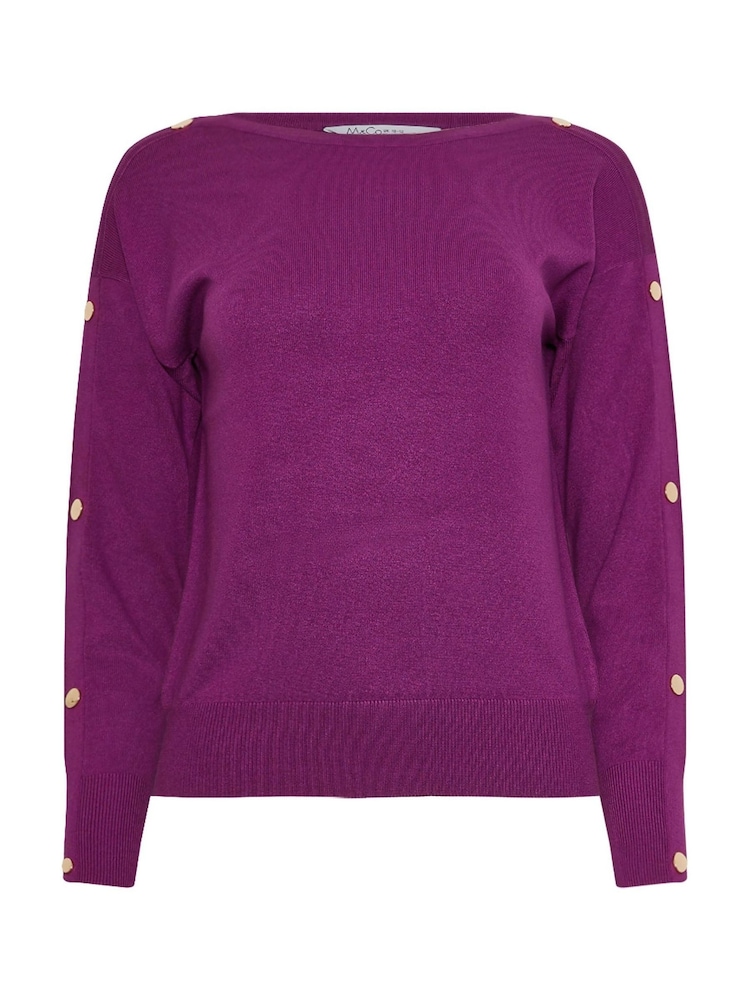 M&Co Purple Petite Popper Detail Jumper - Image 5 of 5