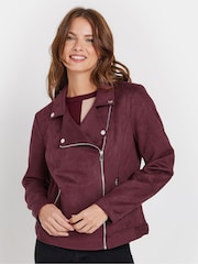 M&Co Purple Suede Bomber Jacket - Image 1 of 5