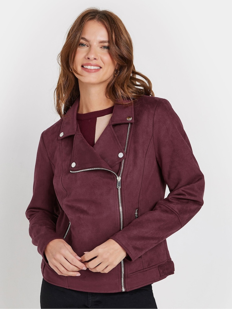 M&Co Purple Suede Bomber Jacket - Image 1 of 5