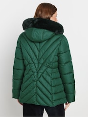 M&Co Green Puffer Faux Fur Hood Coat - Image 3 of 5