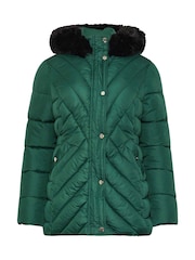 M&Co Green Puffer Faux Fur Hood Coat - Image 5 of 5