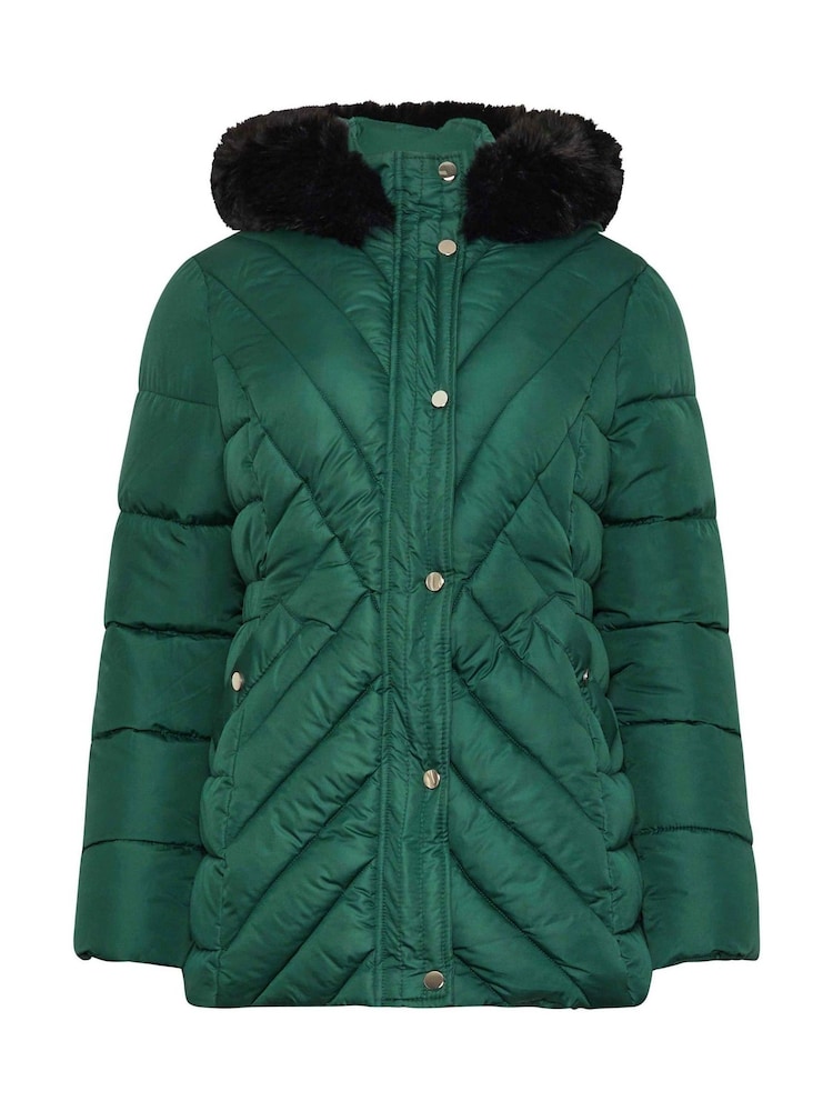 M&Co Green Puffer Faux Fur Hood Coat - Image 5 of 5