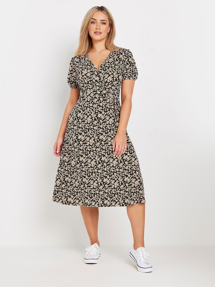 M&Co Natural Floral Print Wrap Dress - Image 1 of 4