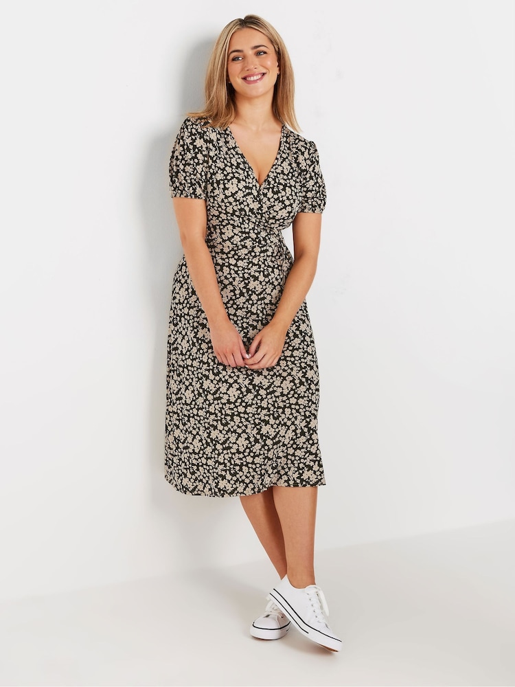 M&Co Natural Floral Print Wrap Dress - Image 4 of 4
