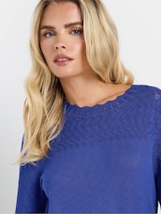 M&Co Blue Petite Pointelle Jumper - Image 4 of 5