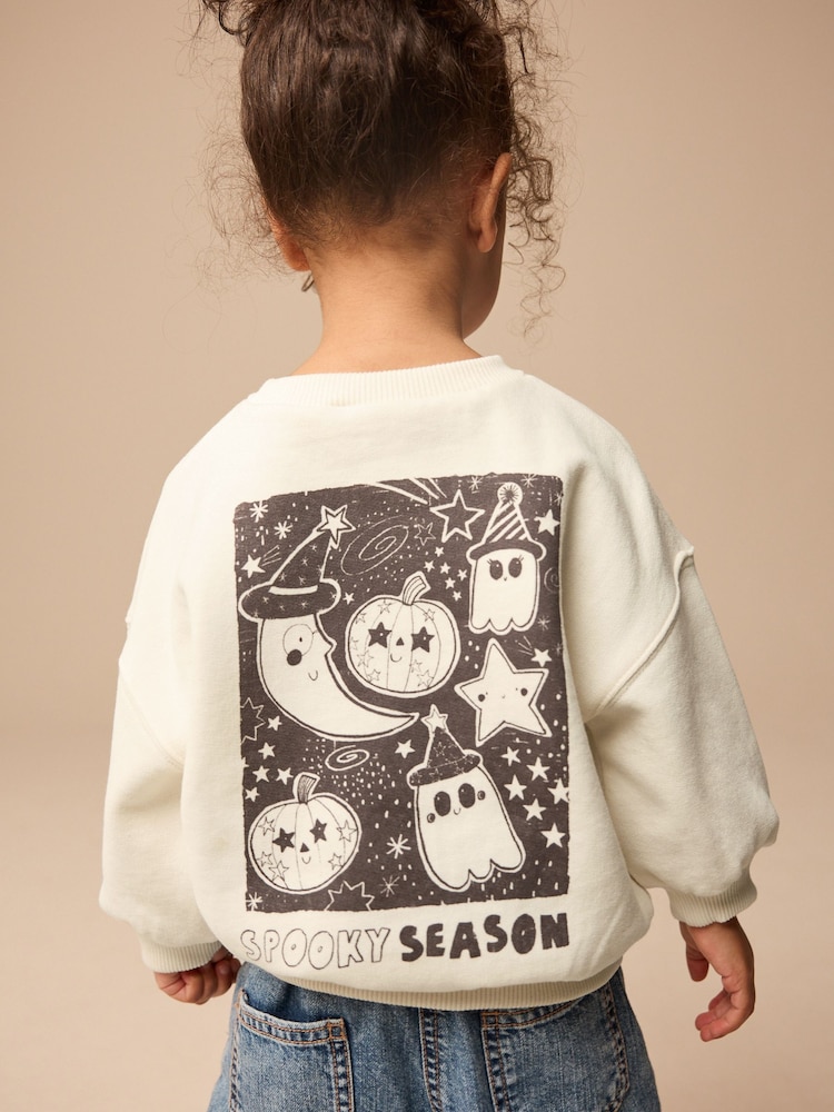 White Halloween Crew Sweatshirt (3mths-7yrs) - Image 1 of 8