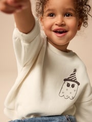 White Halloween Crew Sweatshirt (3mths-7yrs) - Image 4 of 8