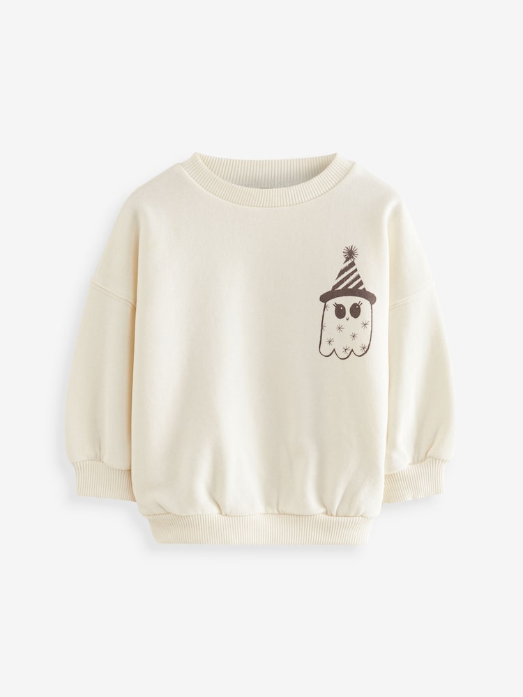 White Halloween Crew Sweatshirt (3mths-7yrs) - Image 6 of 8