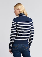 U.S. Polo Assn. Womens Blue Striped Roll Neck Fine Knit Jumper - Image 3 of 7