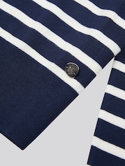 U.S. Polo Assn. Womens Blue Striped Roll Neck Fine Knit Jumper - Image 7 of 7