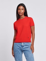 U.S. Polo Assn – Kurzarm-Pullover mit Rundhalsausschnitt für Damen, Orange - Bild 1 von 6