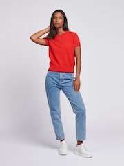 U.S. Polo Assn – Kurzarm-Pullover mit Rundhalsausschnitt für Damen, Orange - Bild 6 von 6
