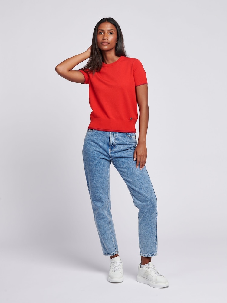 U.S. Polo Assn – Kurzarm-Pullover mit Rundhalsausschnitt für Damen, Orange - Bild 6 von 6