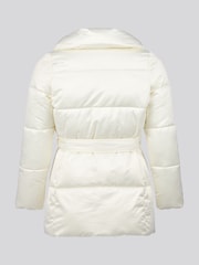 U.S. Polo Assn. Womens Wrap Collar Belted Puffer White Coat - Image 2 of 5
