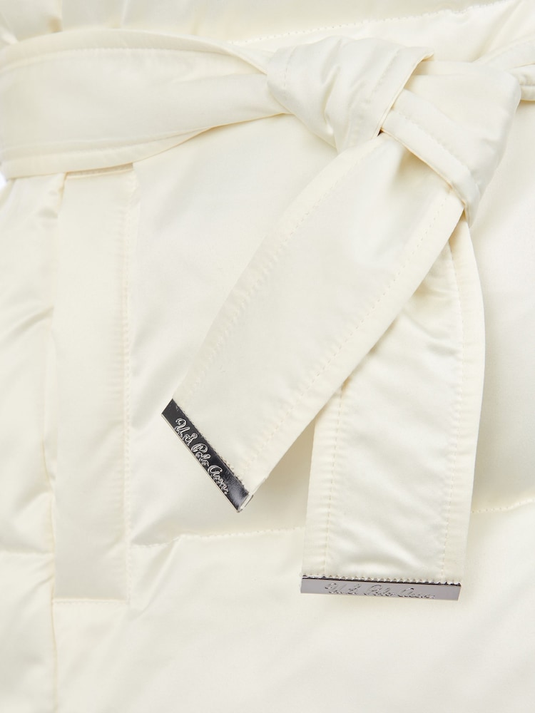 U.S. Polo Assn. Womens Wrap Collar Belted Puffer White Coat - Image 5 of 5