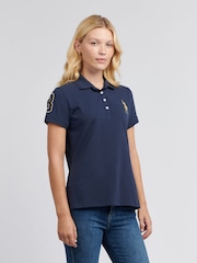 U.S. Polo Assn. Womens Blue 100% Cotton Player 3 Polo Shirt - Image 1 of 9