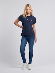 U.S. Polo Assn. Womens Blue 100% Cotton Player 3 Polo Shirt - Image 3 of 9
