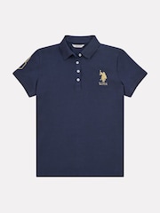 U.S. Polo Assn. Womens Blue 100% Cotton Player 3 Polo Shirt - Image 5 of 9
