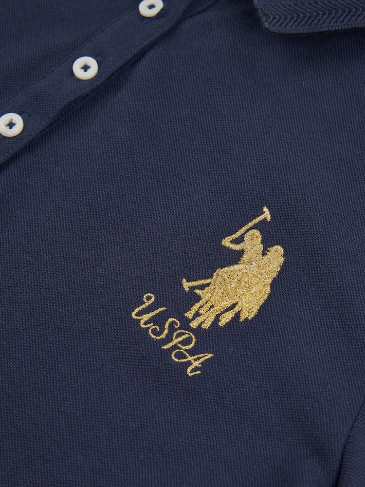 U.S. Polo Assn. Womens Blue 100% Cotton Player 3 Polo Shirt - Image 9 of 9