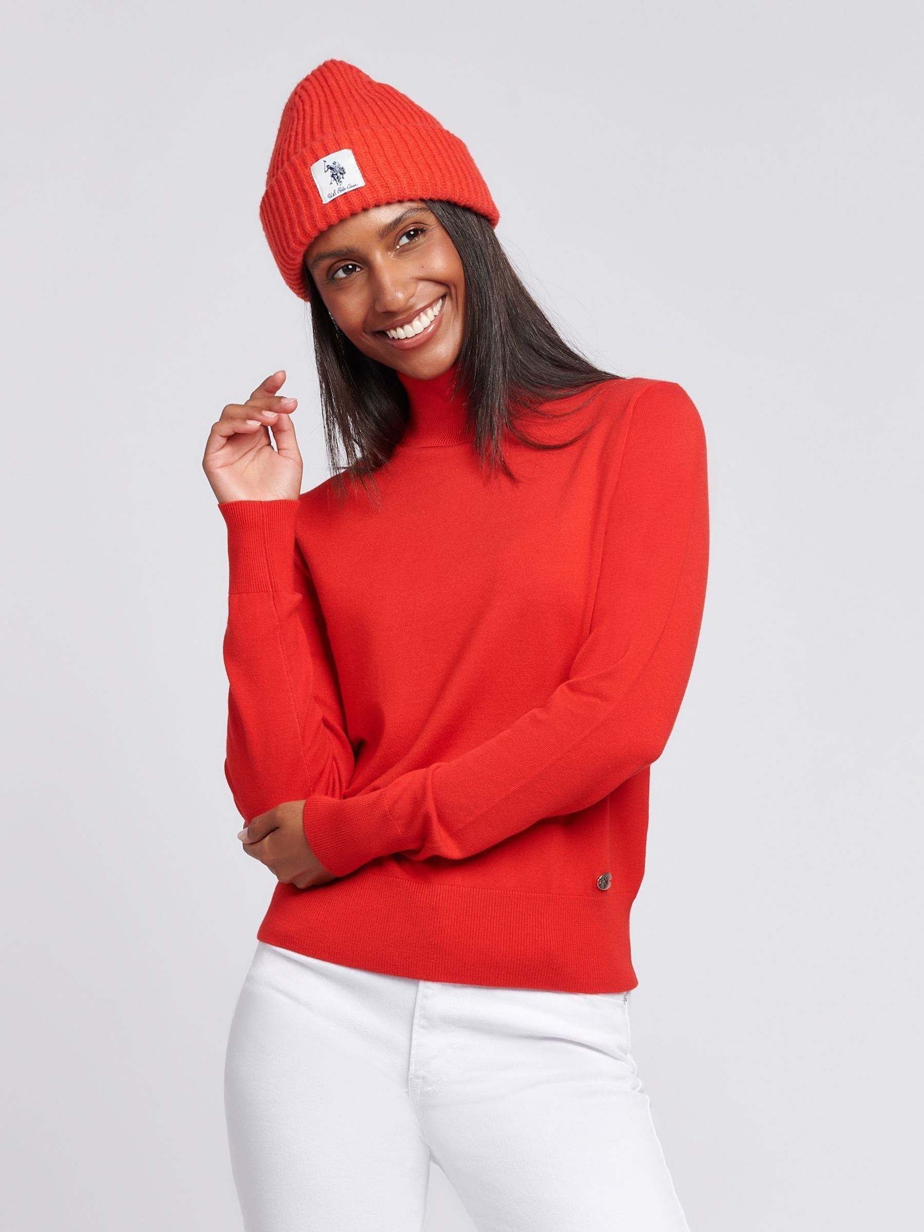 Orange polo neck jumper store