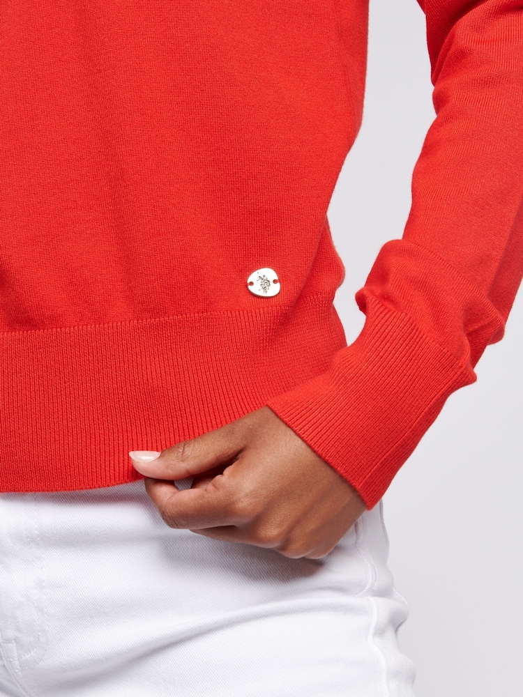 Orange - U.S. Polo Assn Womens Roll Neck Fine Knit Jumper - Bild 2 von 6 Orange - U.S. Polo Assn Womens Roll Neck Fine Knit Jumper - Bild 2 von 6