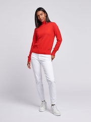 U.S. Polo Assn Orange Womens Roll Neck Fine Knit Jumper - Image 3 of 6