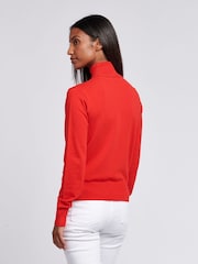 U.S. Polo Assn Orange Womens Roll Neck Fine Knit Jumper - Image 4 of 6