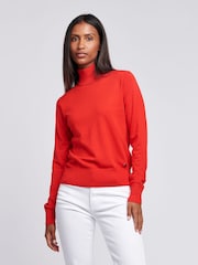 U.S. Polo Assn Orange Womens Roll Neck Fine Knit Jumper - Image 6 of 6