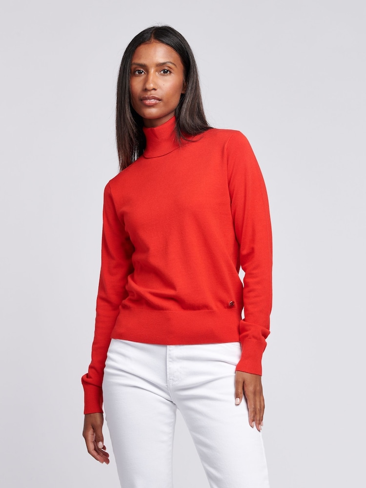 Orange - U.S. Polo Assn Womens Roll Neck Fine Knit Jumper - Bild 6 von 6 Orange - U.S. Polo Assn Womens Roll Neck Fine Knit Jumper - Bild 6 von 6