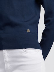 U.S. Polo Assn Blue Womens Roll Neck Fine Knit Jumper - Image 2 of 5