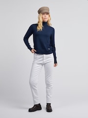 U.S. Polo Assn Blue Womens Roll Neck Fine Knit Jumper - Image 3 of 5